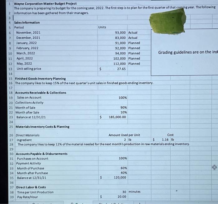 i need help with my master budget.. I started it but not