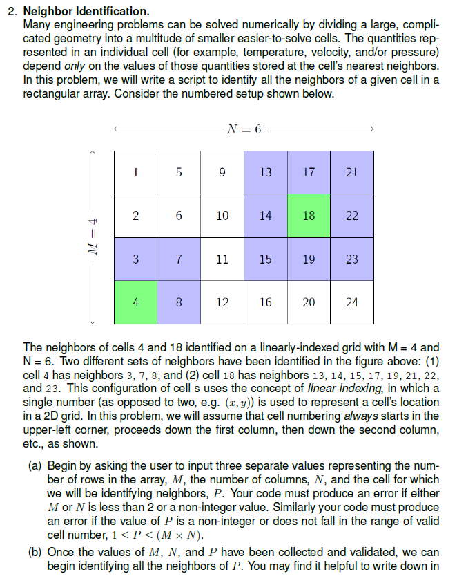 Please help with MATLAB 2. Neighbor Identification. Many engineering problems can be