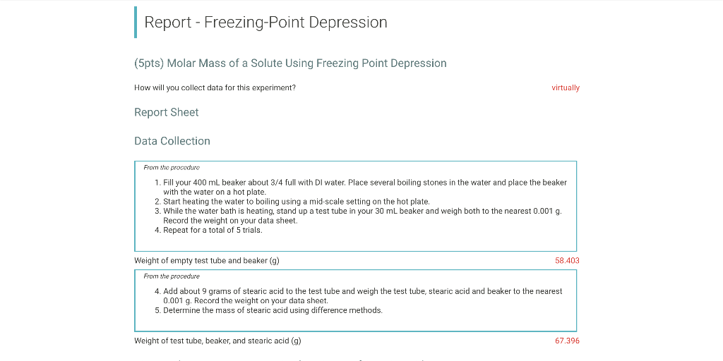 From the procodine 1. Fill your 400mL beaker about 3/4 full