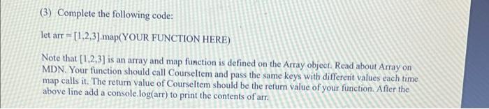 const year = 2021; (1) Let Courseltem be a function that takes