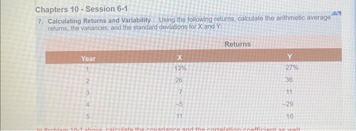  Chapters 10 - Session 6-1 7. Calculating Returns and Variability Using
