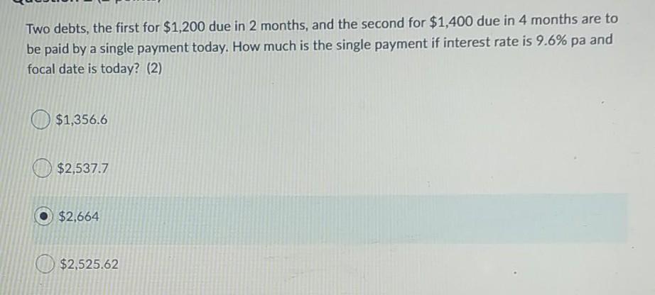  i think my answer is wrong please answer it Two debts,