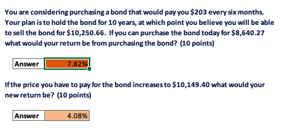 What would the appropriate excel formulas be? You are considering purchasing