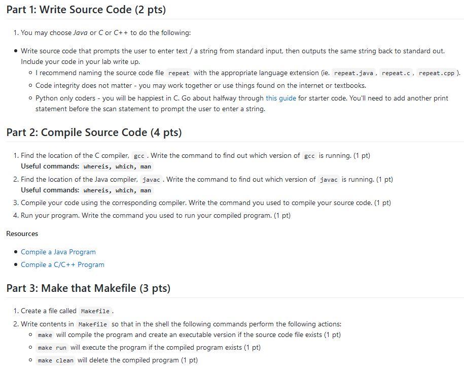 Please use Java for part one. The overall coding is in Linux