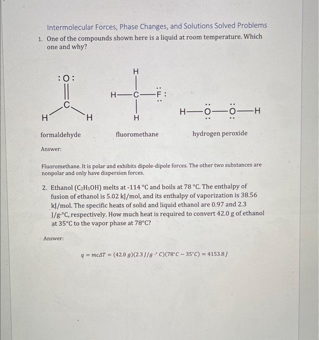  find at least 3 errors in the given questions Intermolecular Forces,