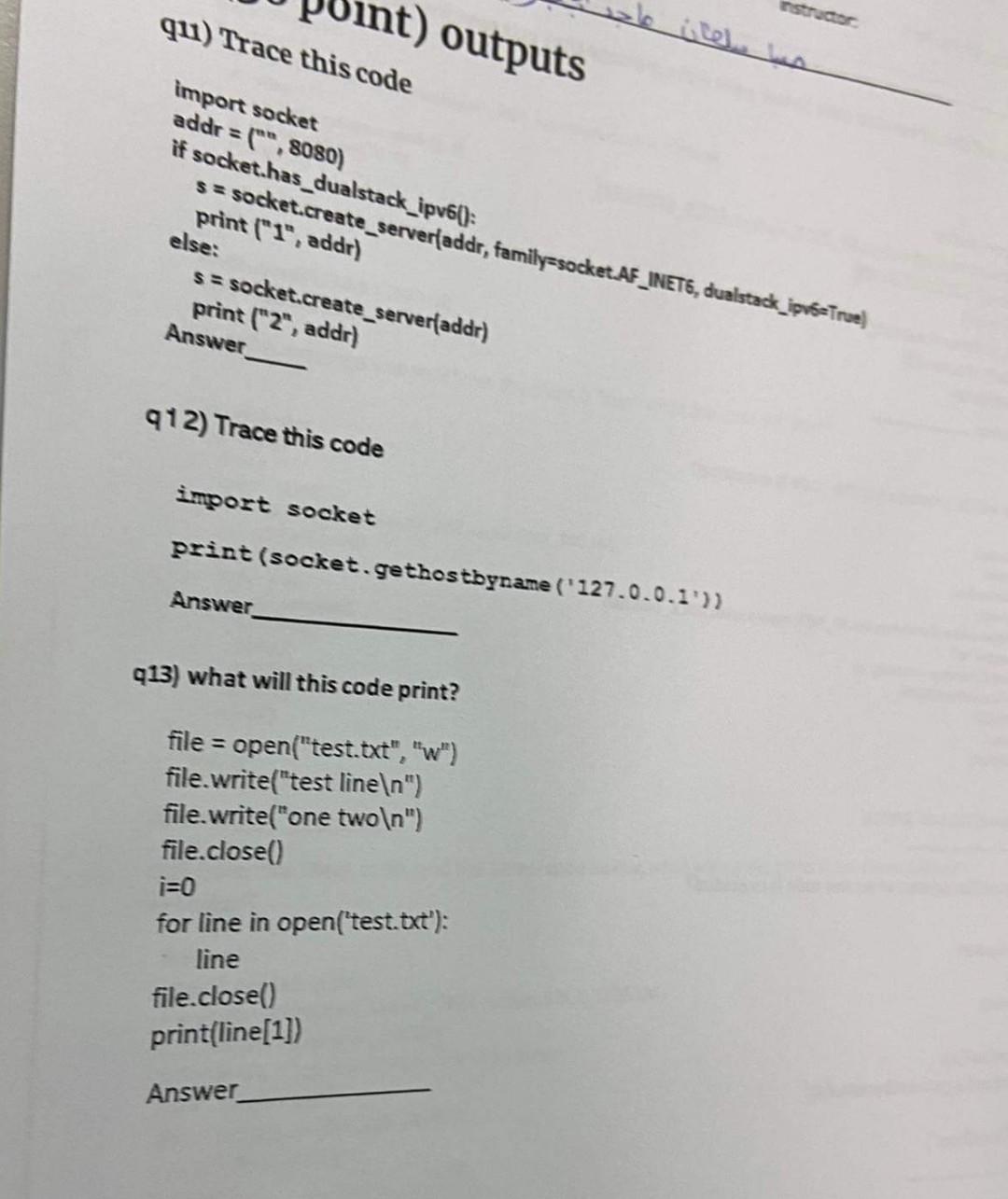  Please solve all question quickly at) outputs qu) Trace this code