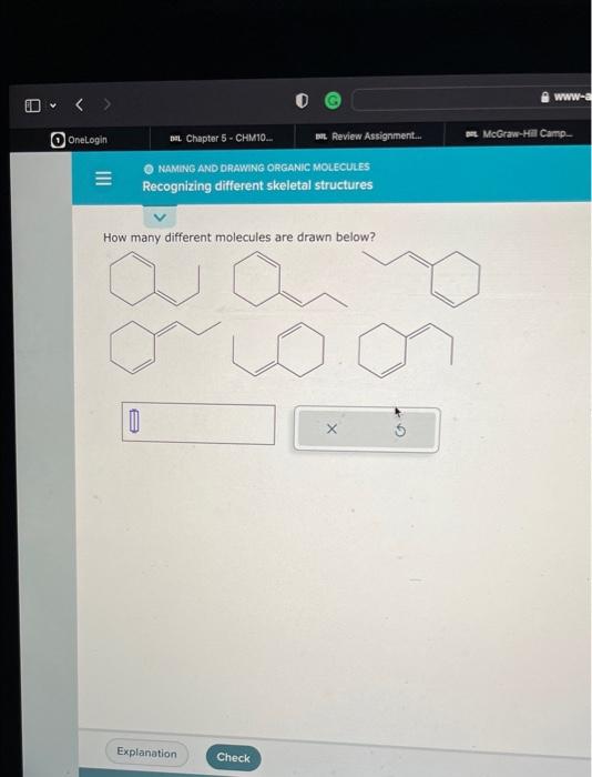  How many different molecules are drawn below