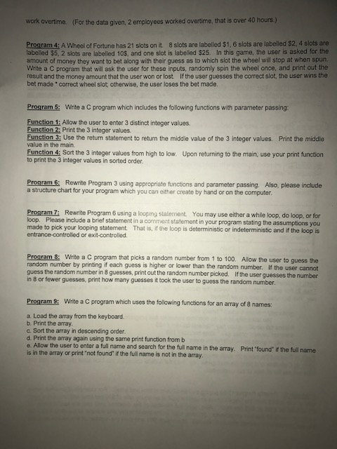 I need help on program 5 including the function using please and