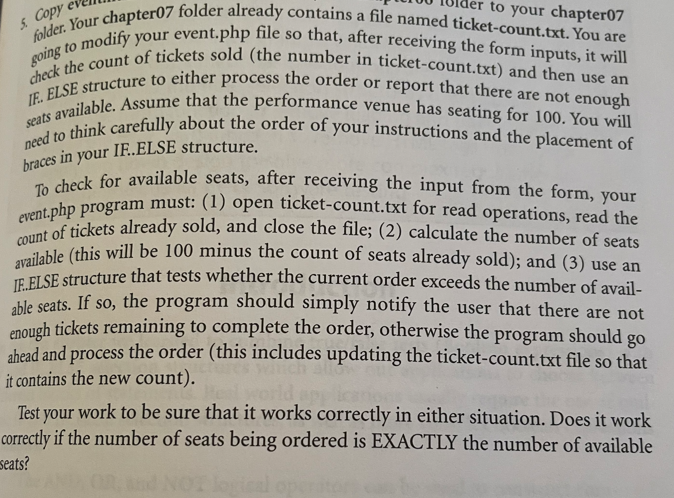 HTML PHP 5. copy Your chapter07 folder already contains a file