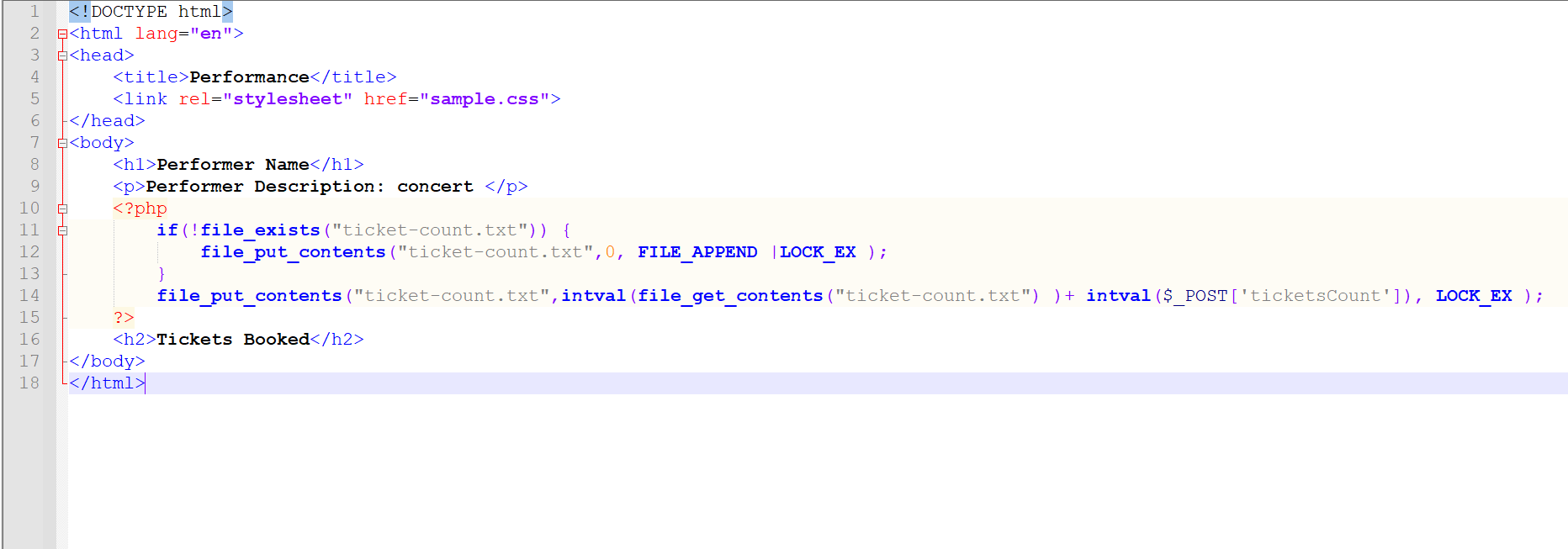 receiving the for-count.txt. You are going to modif of tickets sold (the