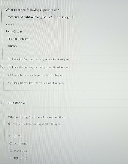 Following algorithm do and big o of function? What does the following