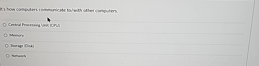  It's how computers communicate to/with other computers. Central Processing Unit (CPU)