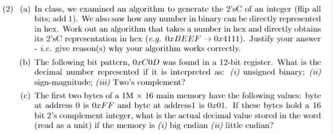 (2) (a) In class, we examined an algorithm to generate the