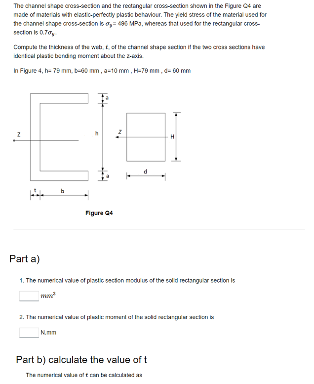  The channel shape cross-section and the rectangular cross-section shown in the