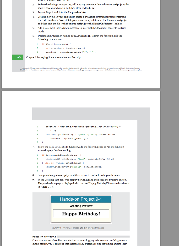 9.1in the javascript code follow the directions on the picture Hands-on Project