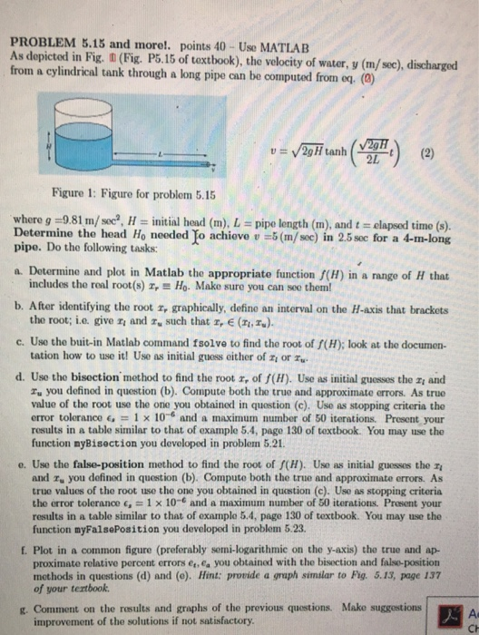  Give me the matlab code for this question PROBLEM 5.15 and