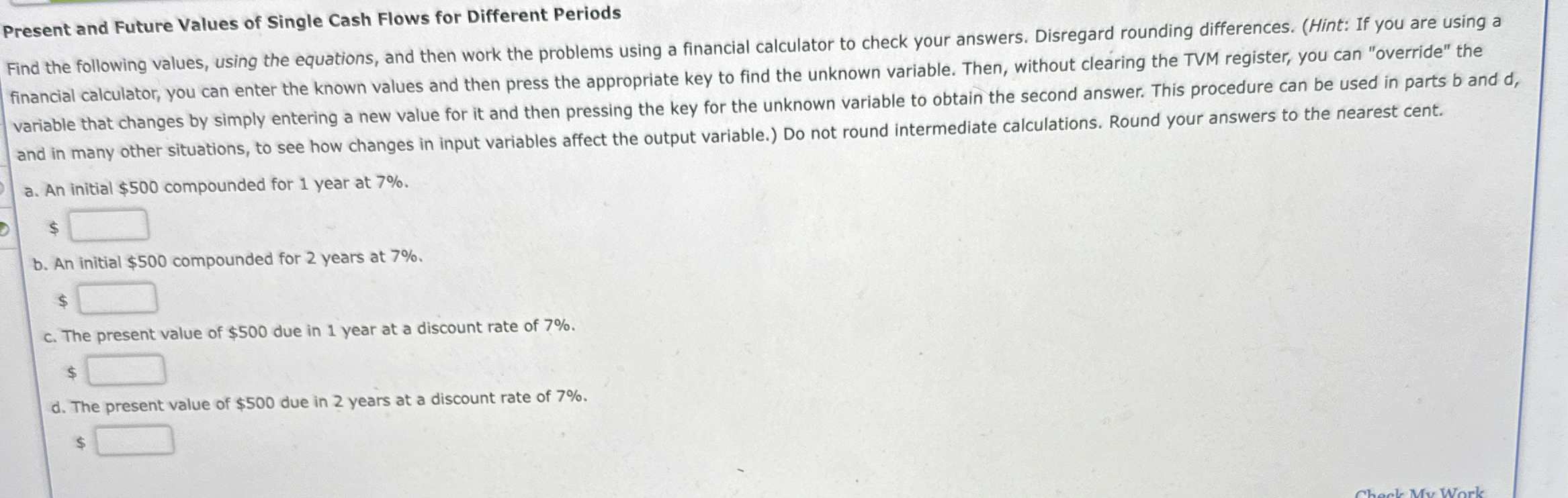  Present and Future Values of Single Cash Flows for Different Periods