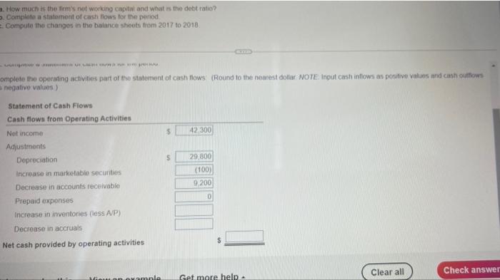 for 12/31/2017 and 12/31/2018 Assets 2017 2018 Cash $ 15,000 $ 13,800