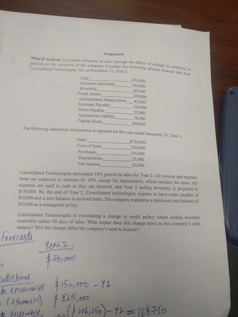 Assignment What-if analysis is a useful technique to trace through the