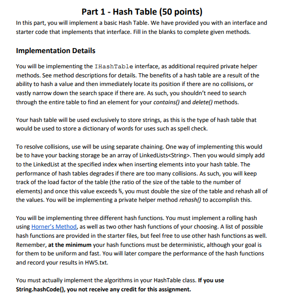 HashTable help with 3 differnt HashType!! java! package hw5; public class HashTable