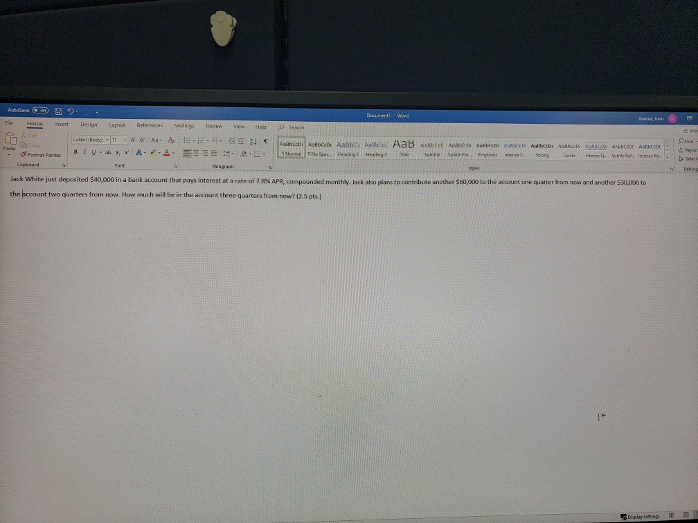 Document - Word AutoSave Home & 2 Insert Design Layout References