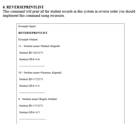 ask user to choose the option from menu The 5 major function
