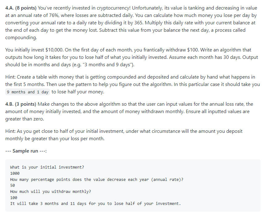 Merely produce pseudocode using algorithm rules.for c++ 4.A. (8 points) You've recently