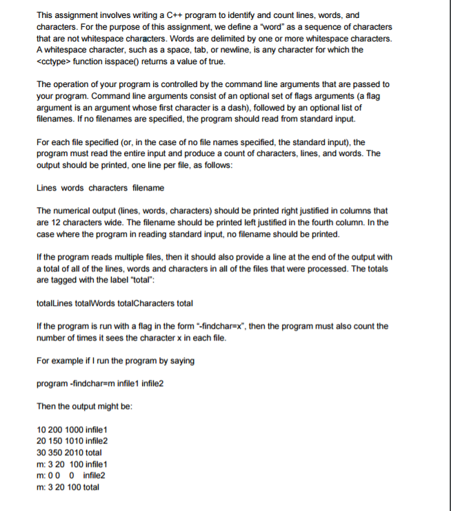  This assignment involves writing a C++ program to identify and count