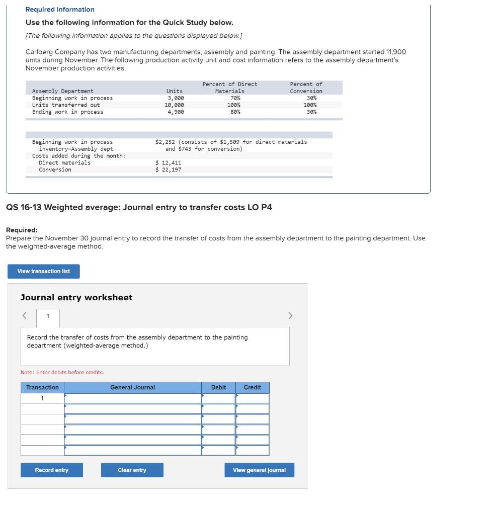 work in process Goods started Goods completed Ending work in process Units