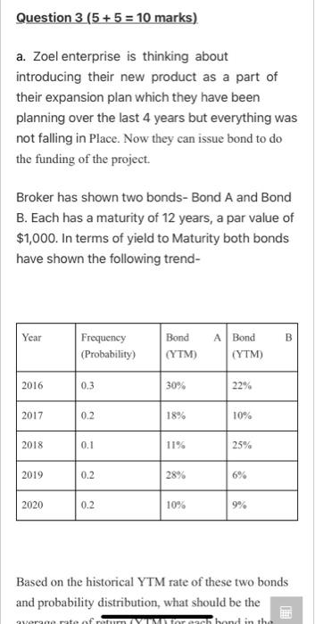  Question 3 (5 + 5 = 10 marks). a. Zoel enterprise