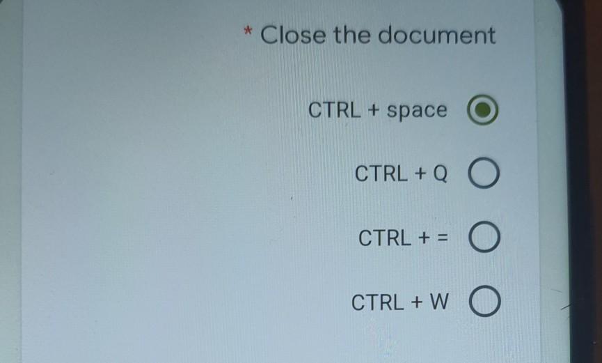 O CTRL +1 O CTRL + * O CTRL + / *