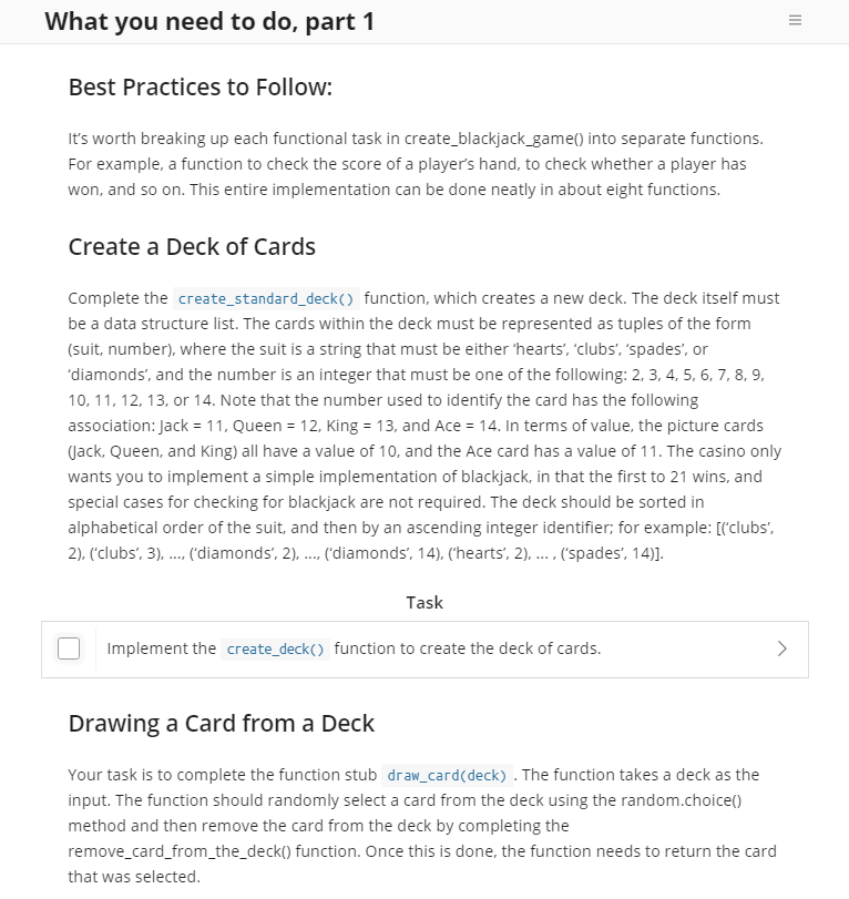 a small-town casino that wants to create a simulated card playing platform.