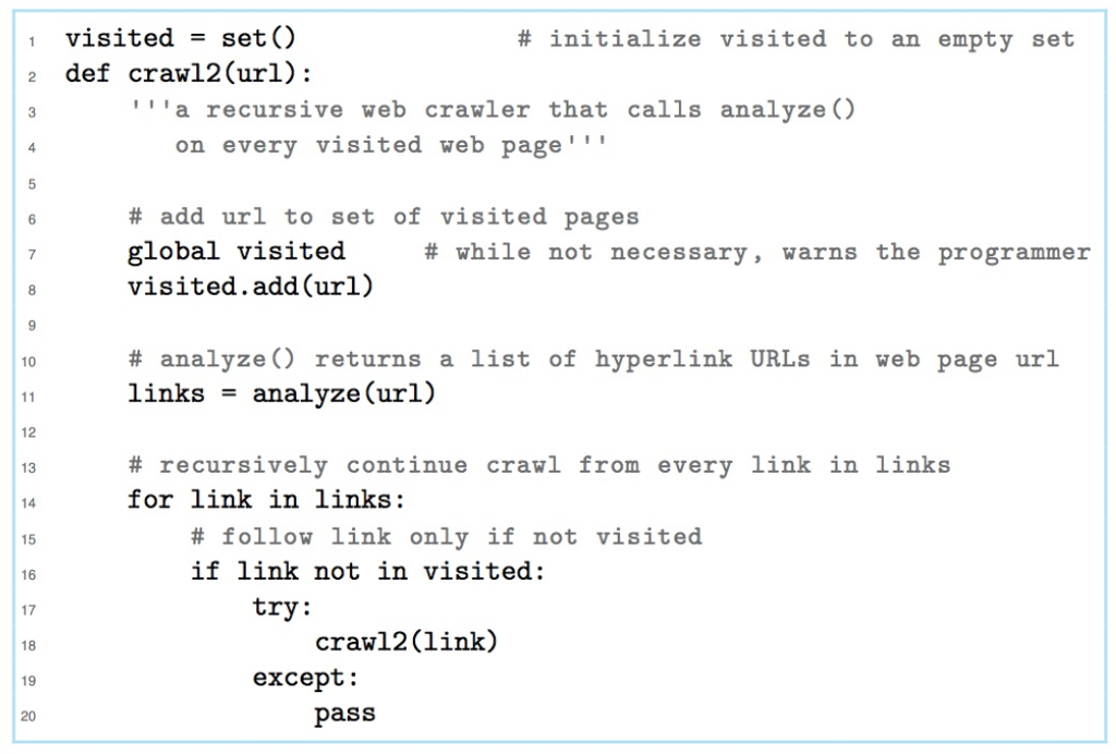 visited web pages. You can use function emails() from Problem 11.22 to