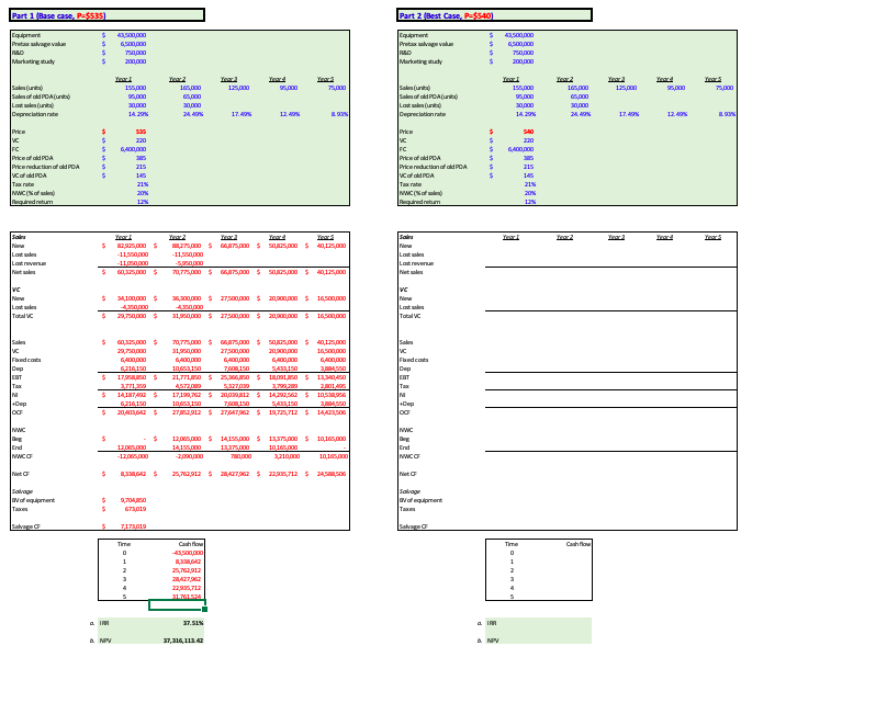 The attached Excel template already solved Part 1. You need to