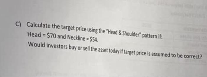  C) Calculate the target price using the "Head \& Shoulder" pattern
