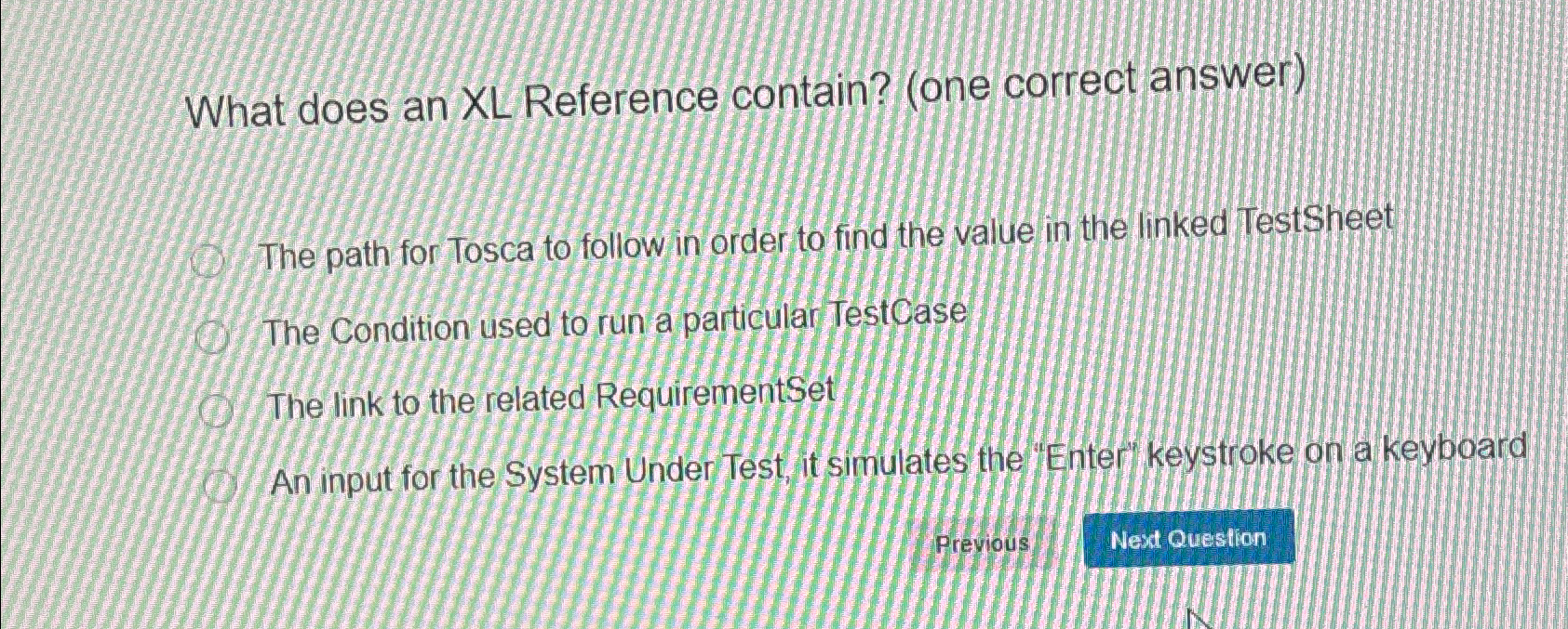  What does an XL Reference contain? (one correct answer) The path