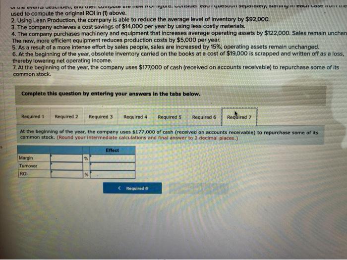 each of the following questions, indicate whether the margin and turnover will