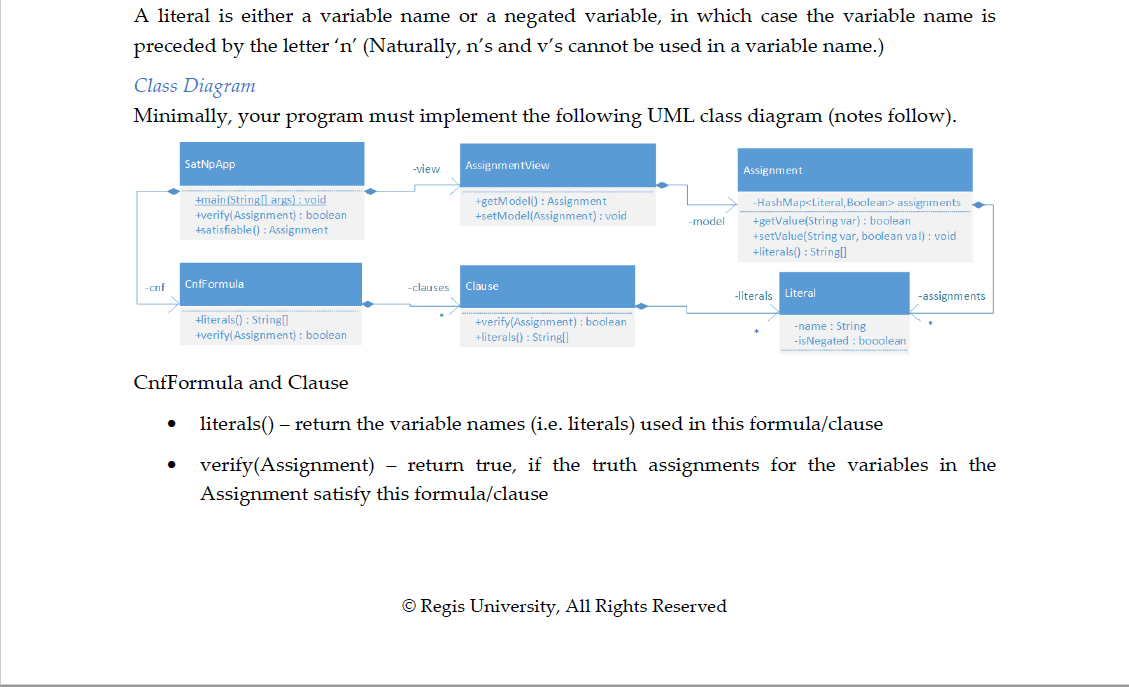 assignment focuses on conjunctive normal form formulas (cnf-formula) and satisfiability. In this
