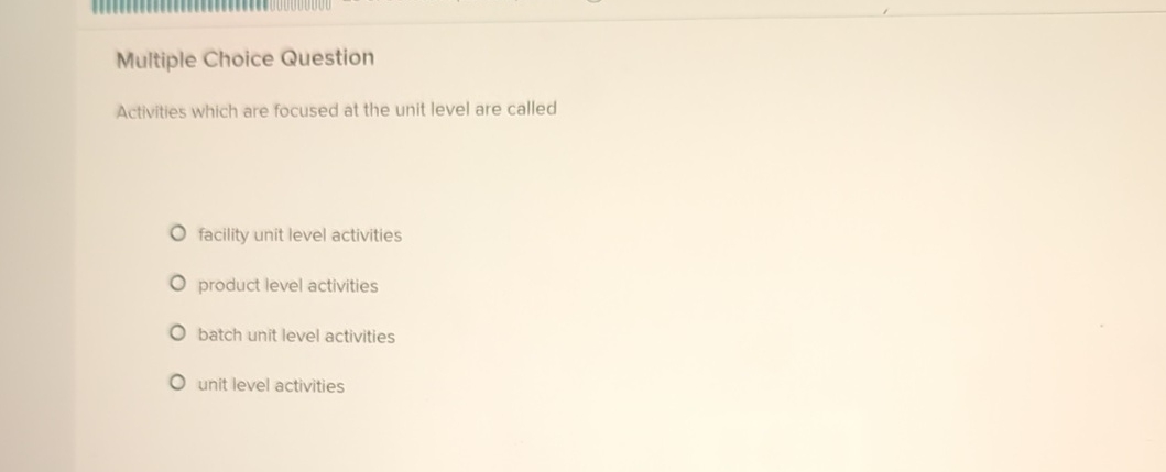  Multiple Choice Question Activities which are focused at the unit level