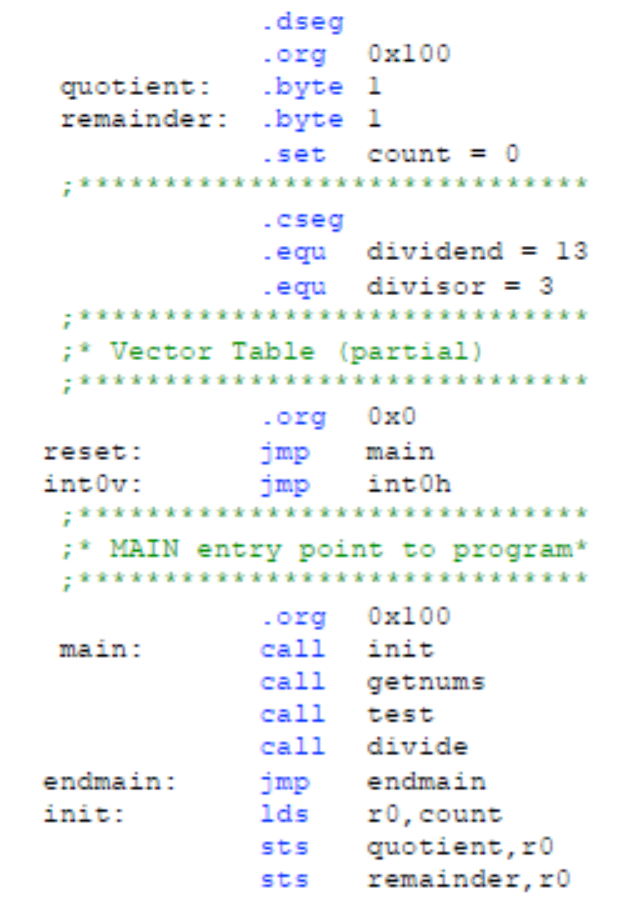Part 1) Positive 8-bit Integer Division Can re-write the given division program