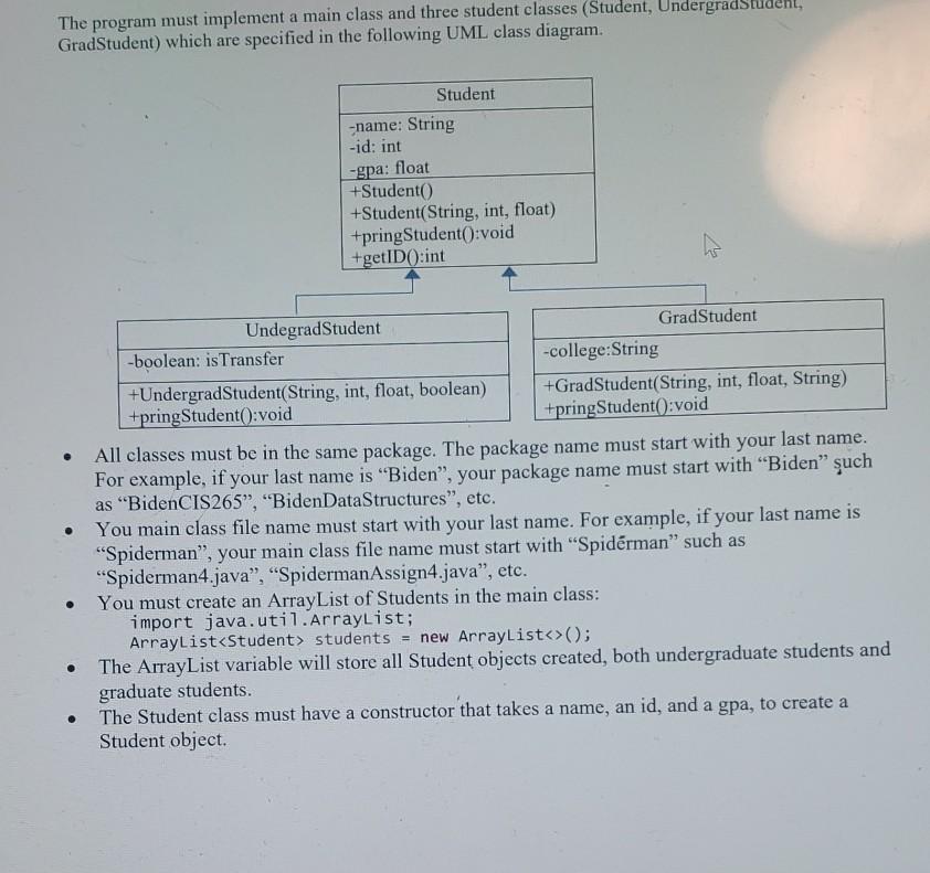 undergraduate and graduate students. 1. The program will keep asking the user