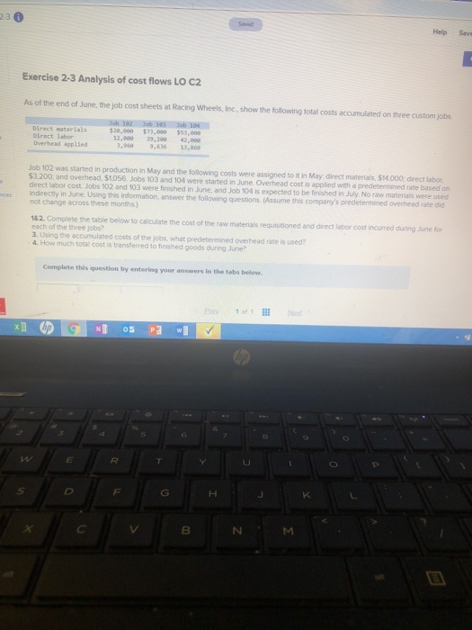  2-3 Help Save Exercise 2-3 Analysis of cost flows LO C2