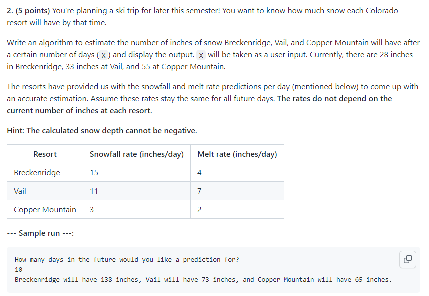 Merely produce pseudocode using algorithm rules.for c++ 2. (5 points) You're planning