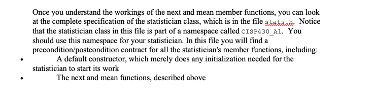 called (stats.cpp) for the file stats.h which is already given. I am