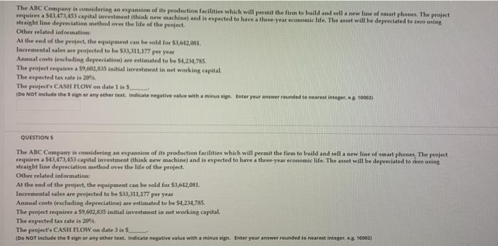  please answer cash flow on date 3 The ABC Company is