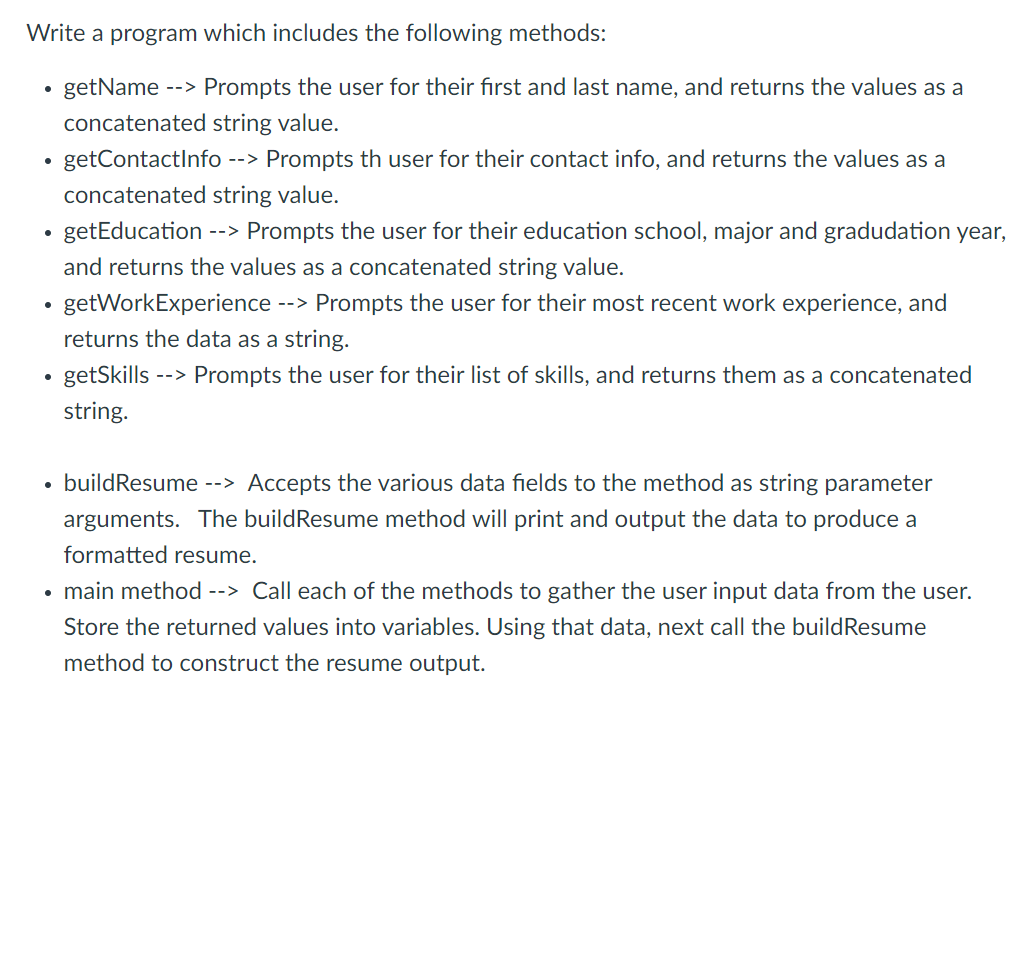 Using Java methods Write a program which includes the following methods: .