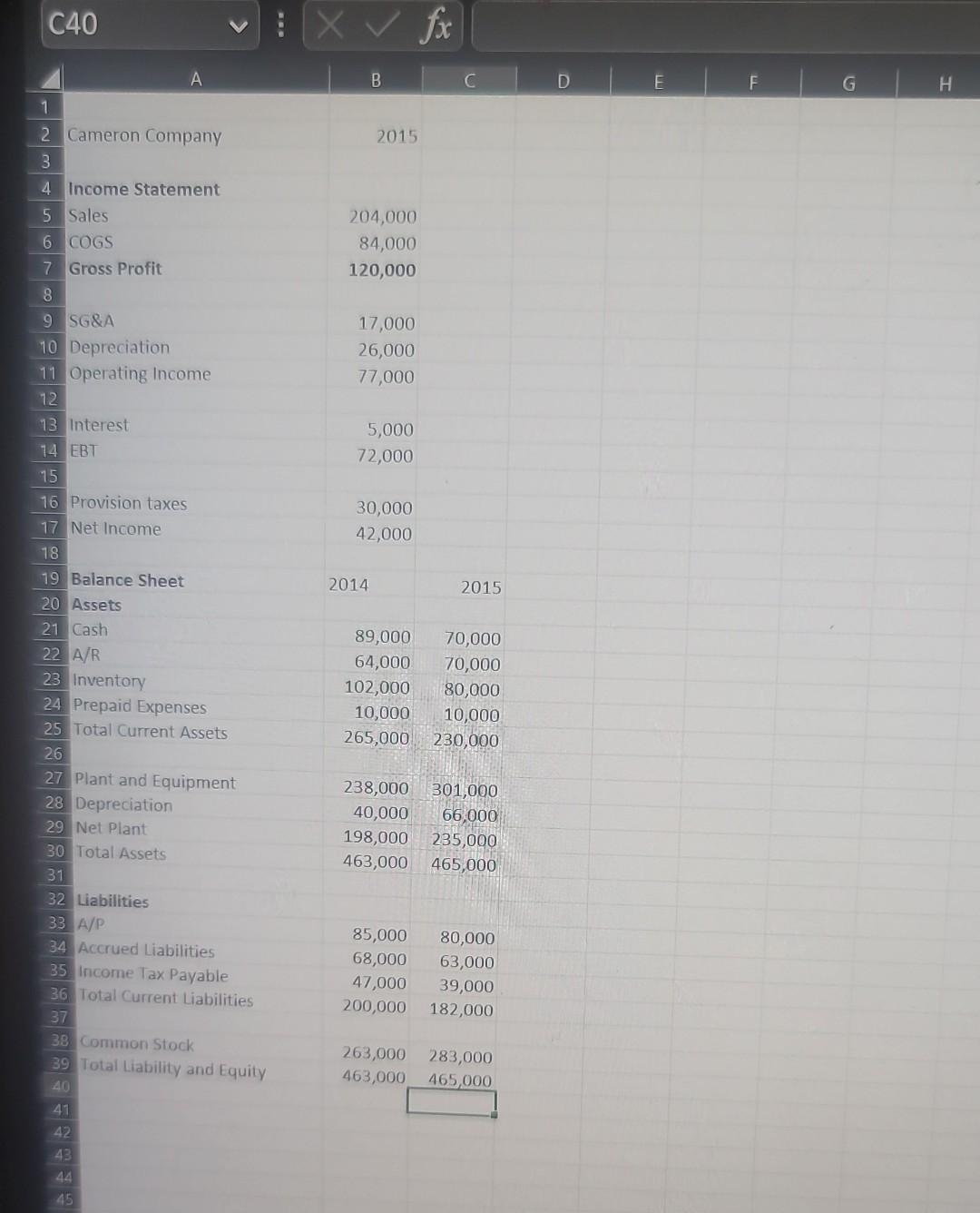 cash flow calculation. Step Three is to figure out Cameron's investment in