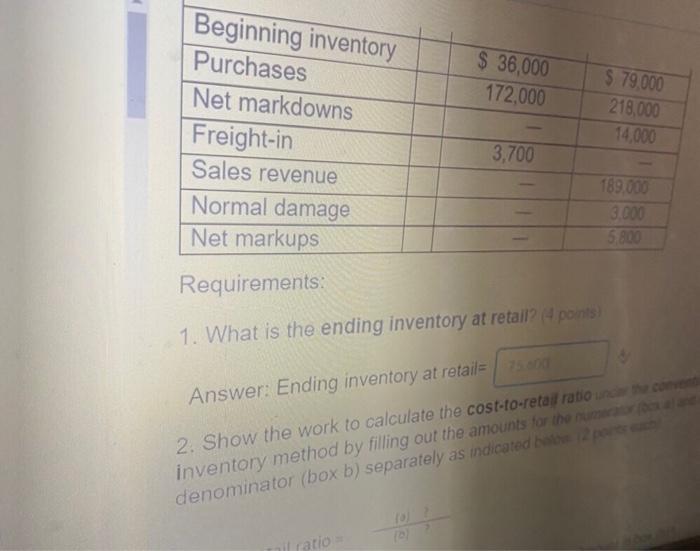  $ 36,000 172,000 Beginning inventory Purchases Net markdowns Freight-in Sales revenue