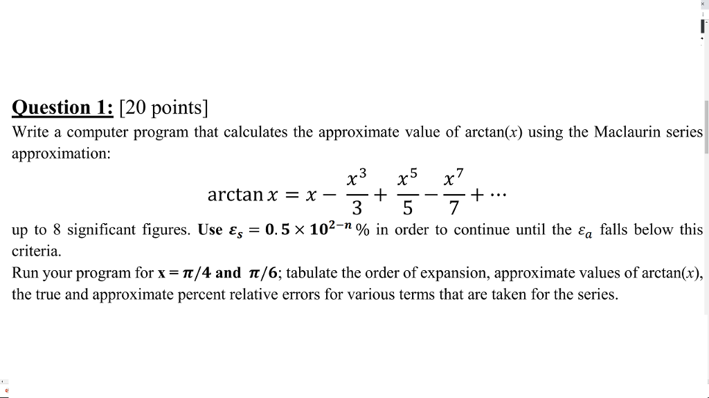  Question 1: 120 points] Write a computer program that calculates the