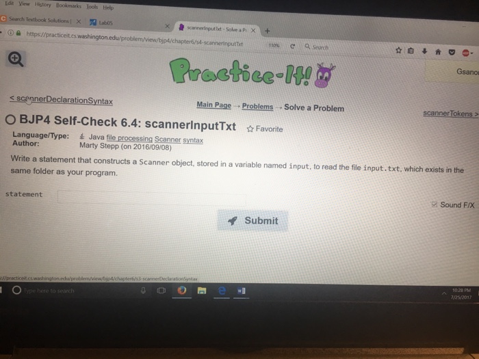  Write a statement that constructs a Scanner object, stored in a